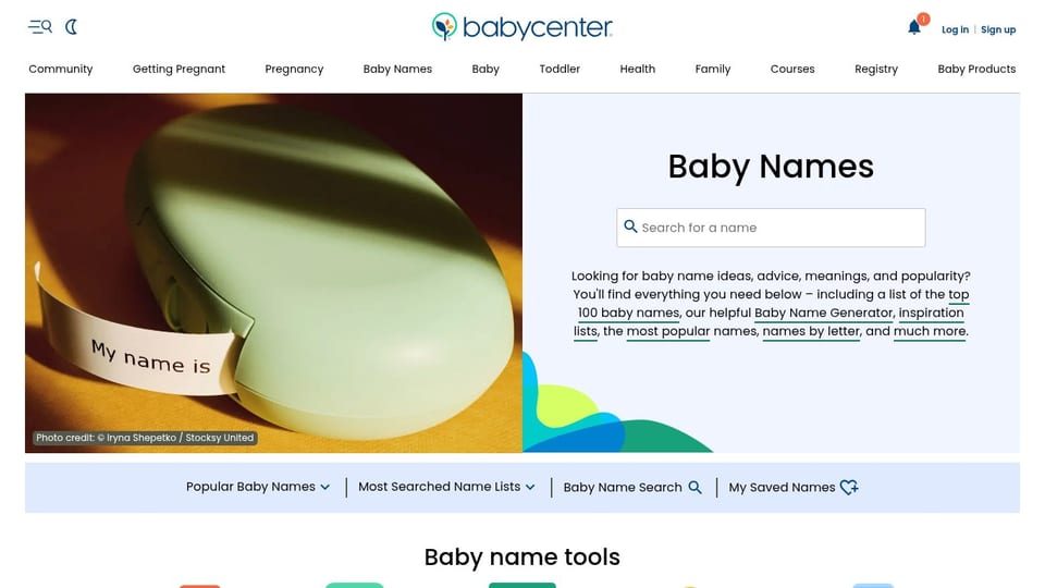BabyCenter baby names page screenshot